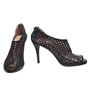 Luxe Size 38.5 Gastone Lucioli Made in Italy Perforated Leather Booties Peep Toe